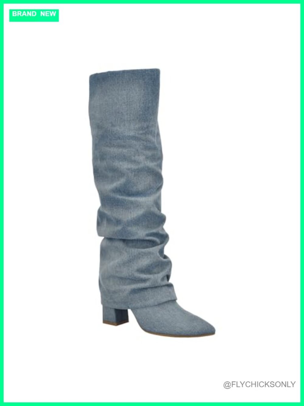 Wide Calf Knee High Block Heel Pull On Boots Pointed Toe